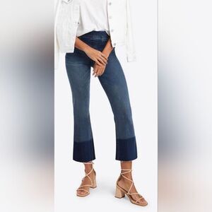 Spanx Cropped Denim Stretch Jeans Capri Pants Raw Hem Pull On Sz Med